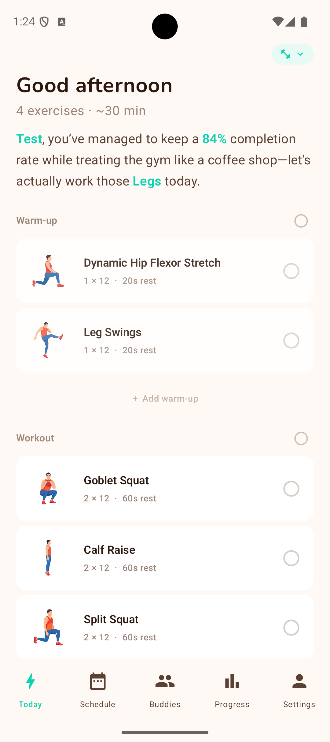 Today's workout